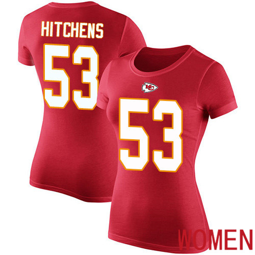 Women Kansas City Chiefs #53 Hitchens Anthony Red Rush Pride Name and Number NFL T Shirt->women nfl jersey->Women Jersey